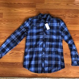 Blue plaid long sleeve shirt Banana Republic